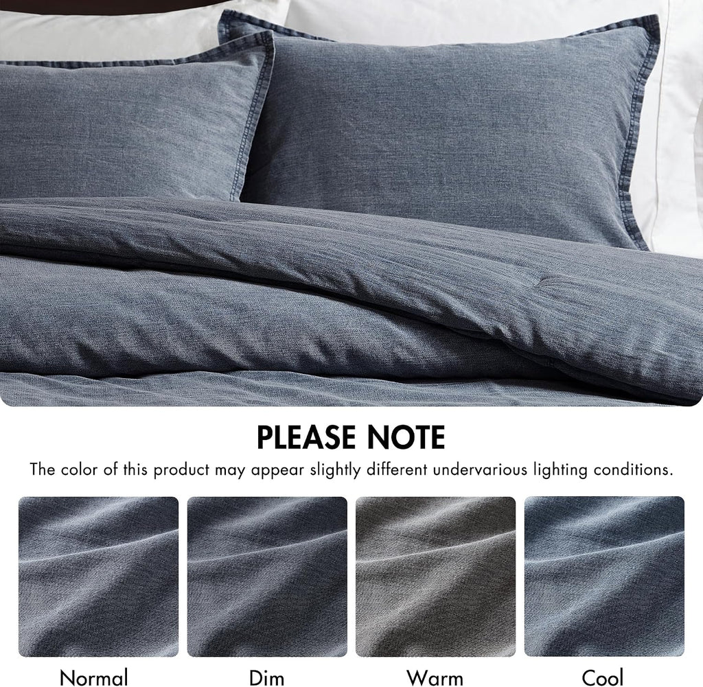 Woolrich Twin Comforter Set Cotton Stone Washed, Oversized Comforters Twin Size Bed, All Season Down Alternative Overfilled Twin Size Comforter, McKenzie, Twin/Twin XL Blue 2 Piece
