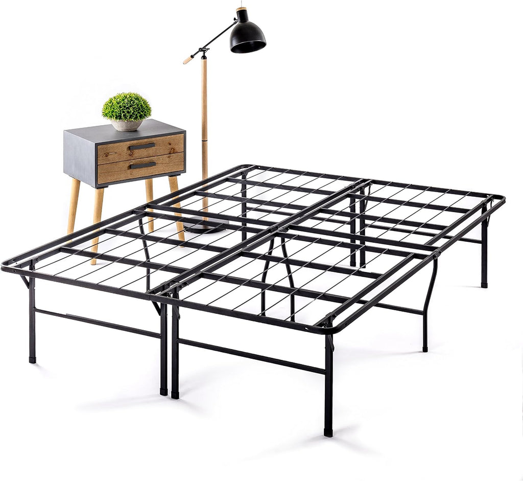 Best Price Mattress 18 Inch Metal Platform Beds w/ Heavy Duty Steel Slat Mattress Foundation (No Box Spring Needed), Black