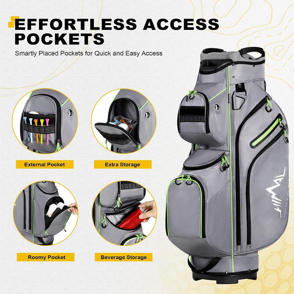 uniHimal Golf Cart Bag, 15 Way Organizer Divider Top with Handles and Rain Cover
