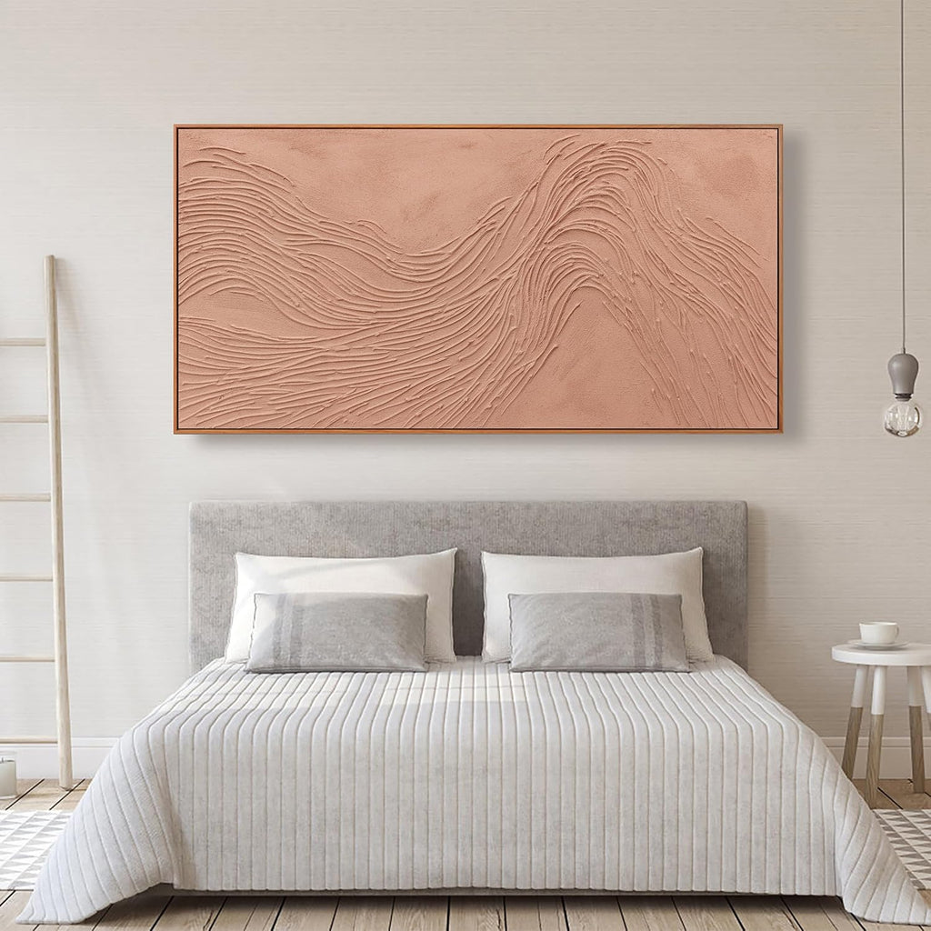 Abstract Wall Art For Living Room Decor Canvas Artwork Hand Painted Reddish Brown Variational Texture Minimalist Modern Art Wall Decor Painting With Framed For Bedroom Dining Room Home Office Modern Abstract Artwork Home Decoration 29'x58'