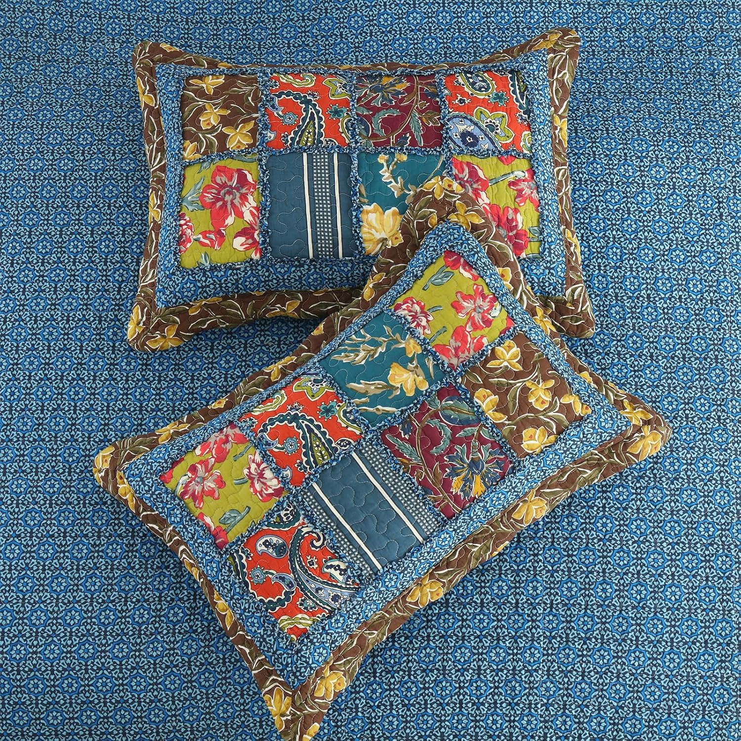 Yvooxny King Quilt Set Reversible Paisley King Size Quilted Bedspread Coverlet Set Country Farmhouse Cottage Quilted Bedding Set with Pillowcases for All Seasons, King Size, 108 * 96 Inches