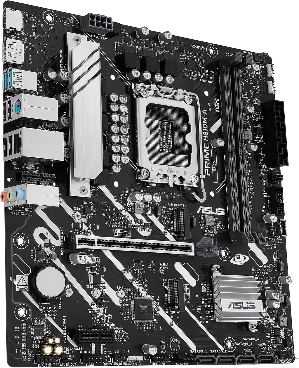 ASUS Prime H810M-A-CSM Intel® H810 LGA 1851 mATX Motherboard, 6+1+1+1 Discrete MOS, DDR5, PCIe 4.0, 2xM.2 Slots, Intel® 1Gb Ethernet, DisplayPort, HDMI™, USB 10Gbps, Front USB 5Gbps Type-C