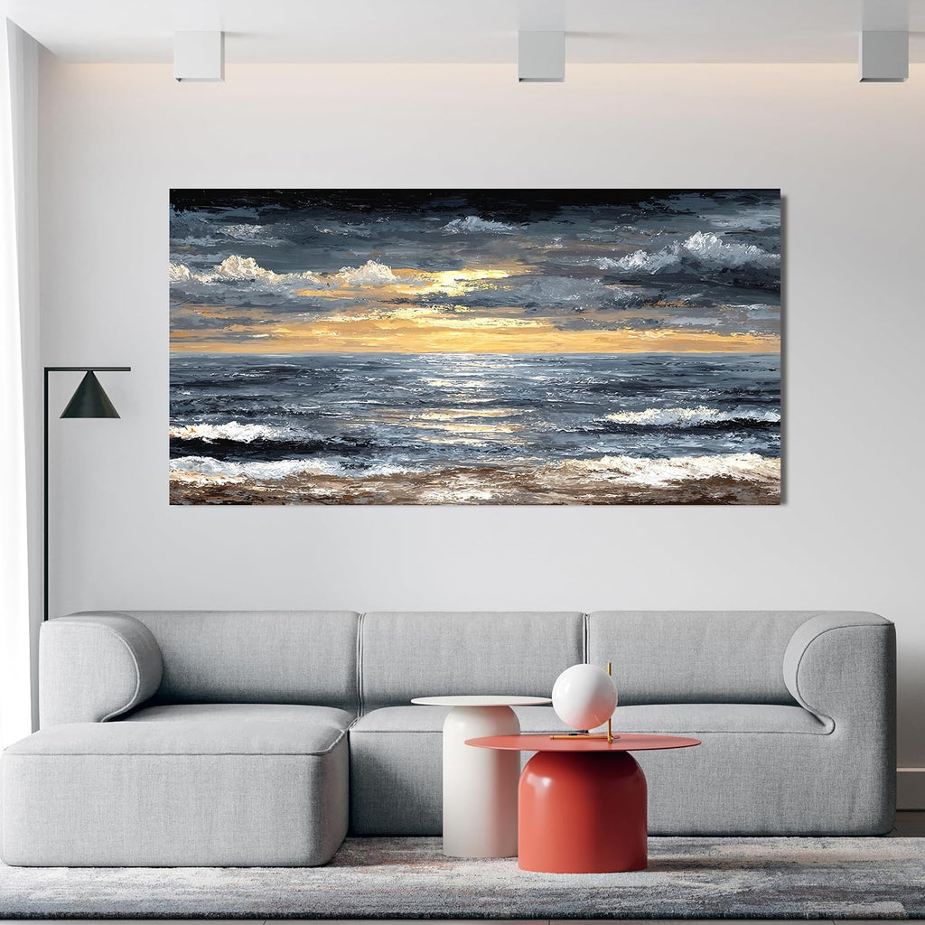 Canvas Oversized Wall Art Decor Modern Wall Art Pictures for Living Room Abstract Coastal Wall Art Prints Large Landscape Wall Art Decorations Abstract Canvas Art Wall Decor Home Office Decor 29'X58'