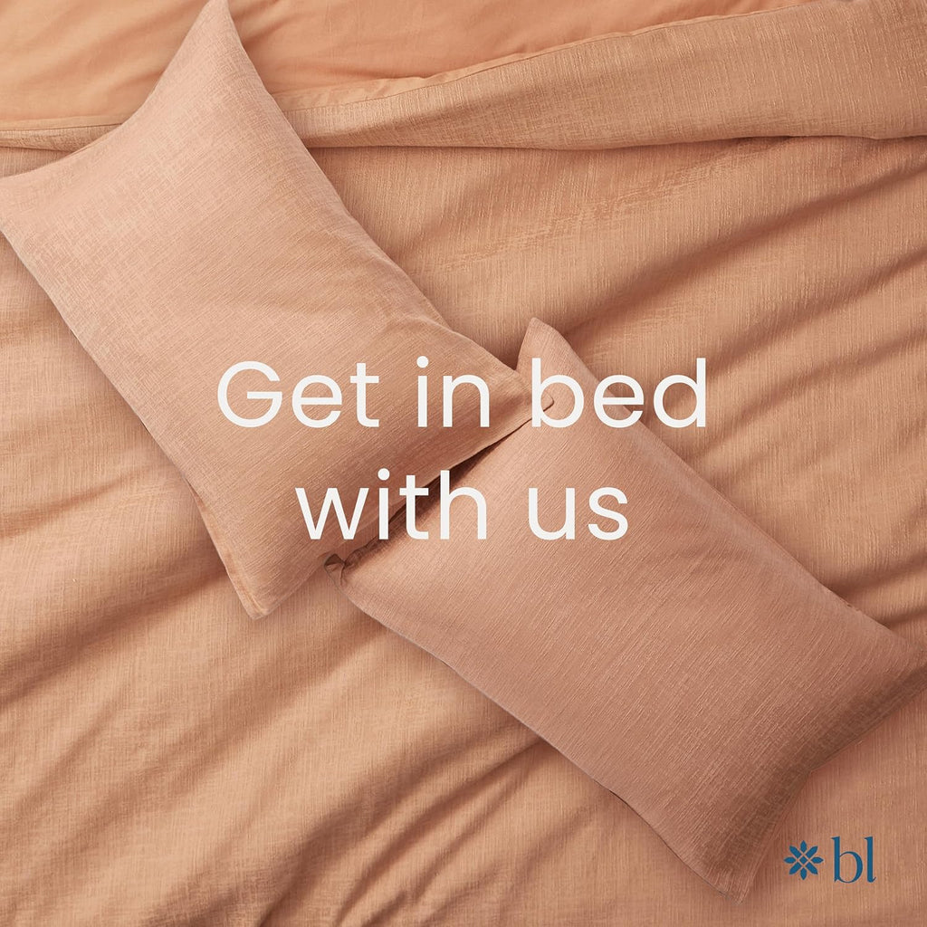 Blue Loom Duvet 100% Cotton Set, 3 Piece, Stone Washed Duvet Set Full/Queen Size 92' x 90' with 2 Matching Pillow Shams, Comforter Not Included, Vivie - Clay Red
