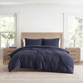 Tommy Hilfiger - Comforter Set, Luxuriously Soft Cotton Matelassé Bedding with Matching Shams, Textured Design (Monogram Navy, Full/Queen)