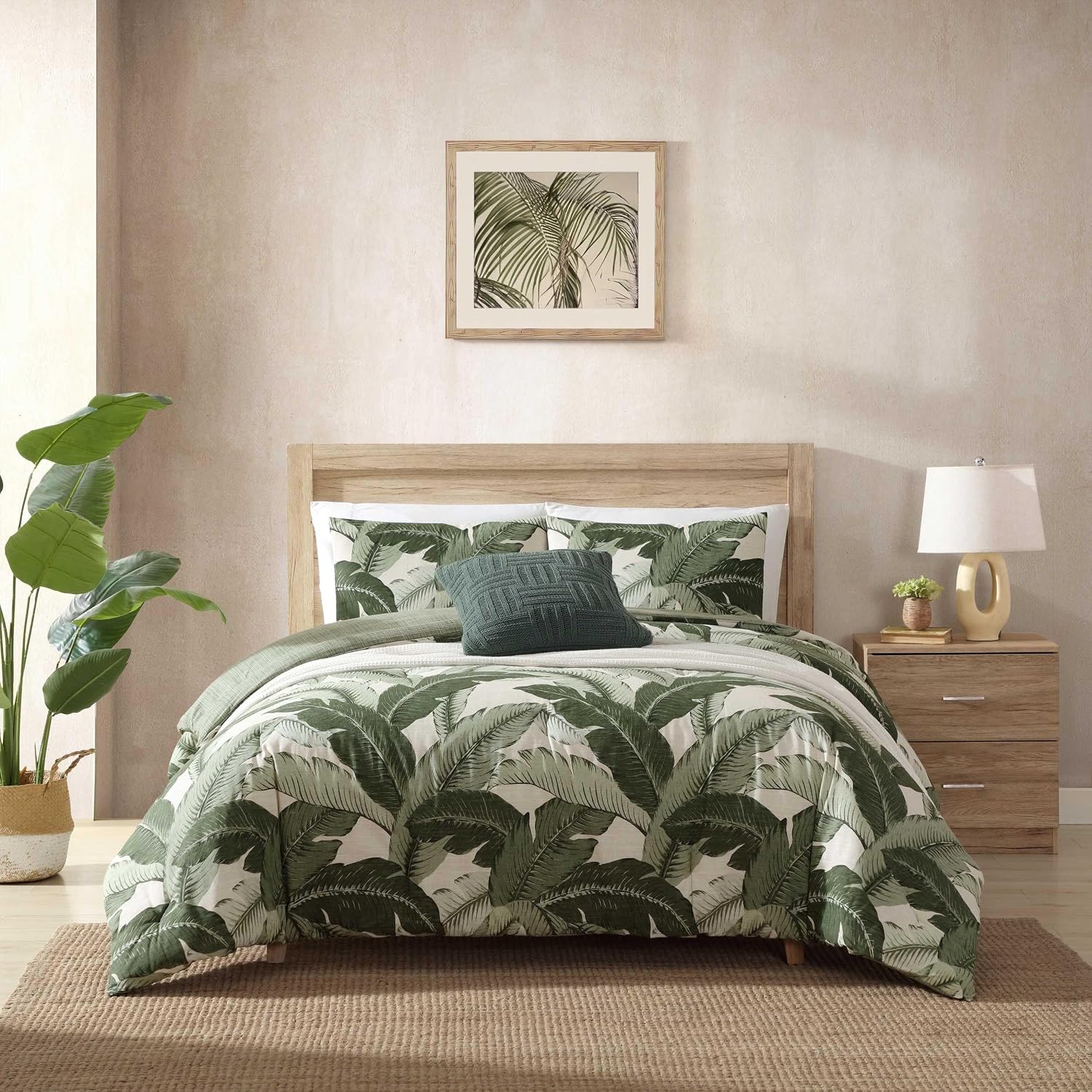 Tommy Bahama - King Comforter Set, Super Soft Cotton Bedding with Matching Sham(s), Super Soft, Oeko-Tex Certified (Vintage Palms Green, King)