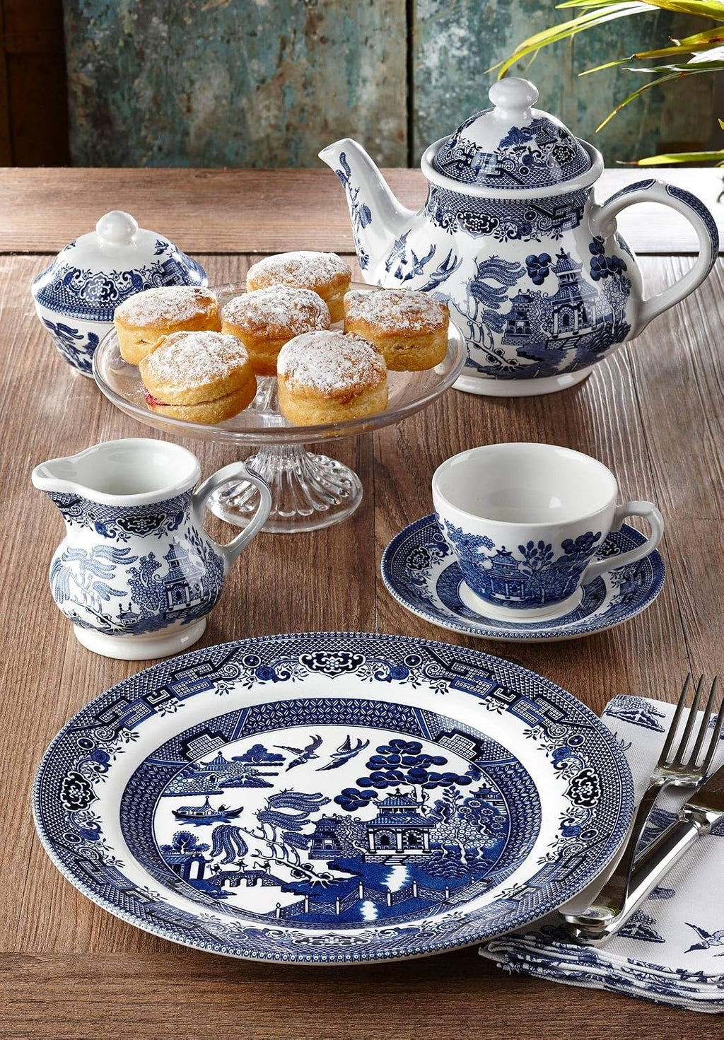 Churchill Blue Willow Plates Bowls Cups 20 Piece Dinnerware Set, Made In England