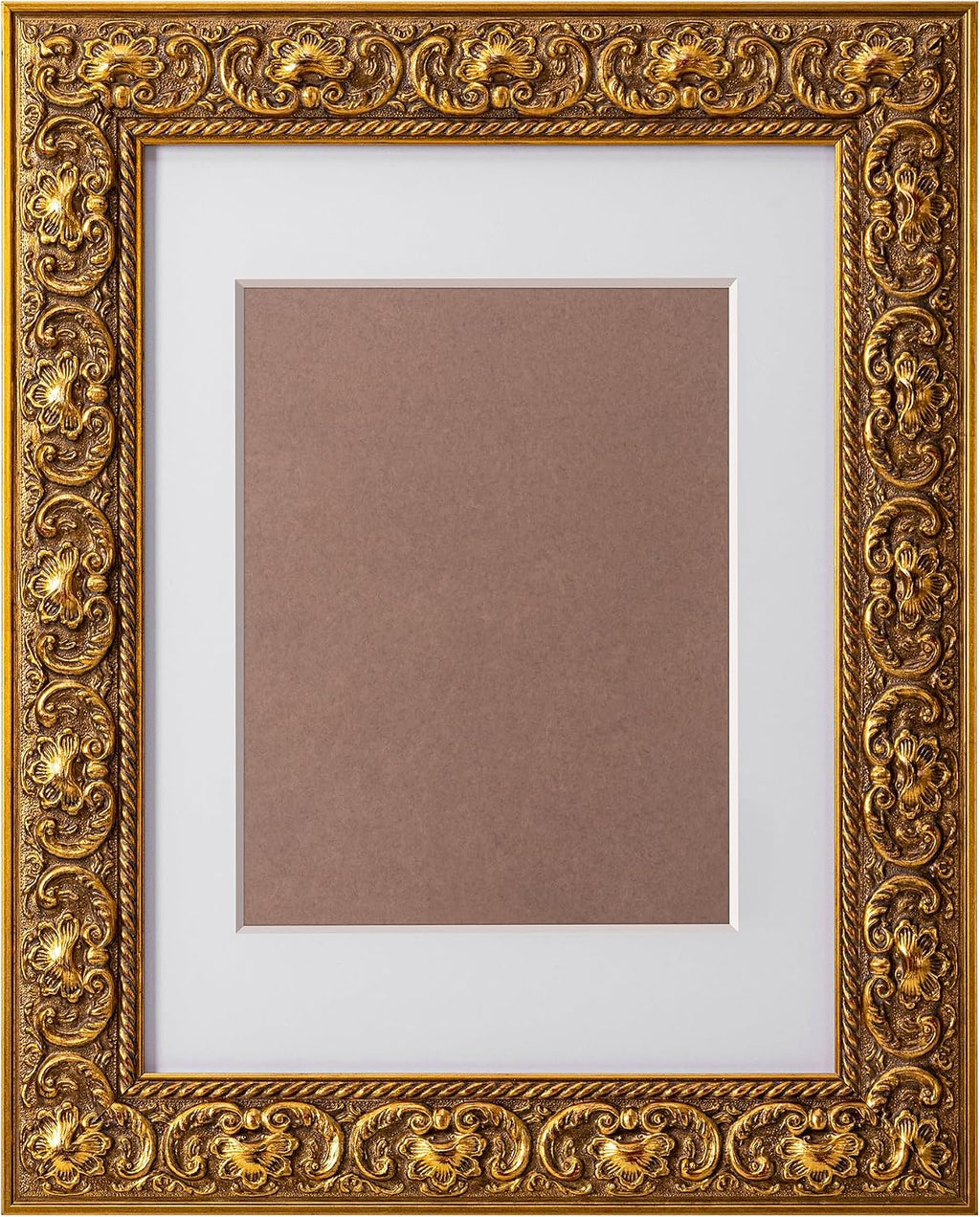 ArtXO 16x20 Picture Frame Wooden, Display Pictures 11x14 with Mat or 16x20 Without Mat, Wall Hanging Photo Frame, Vintage Poster Frame Gold