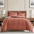 Levtex Home Cloud Waffle Queen Duvet Cover Set (90x94in) with 2 Pillow Shams (26x20in) - Solid Waffle Cotton Texture - Adobe - 100% Cotton Queen Size Duvet Cover Set - Soft, Pre-Washed