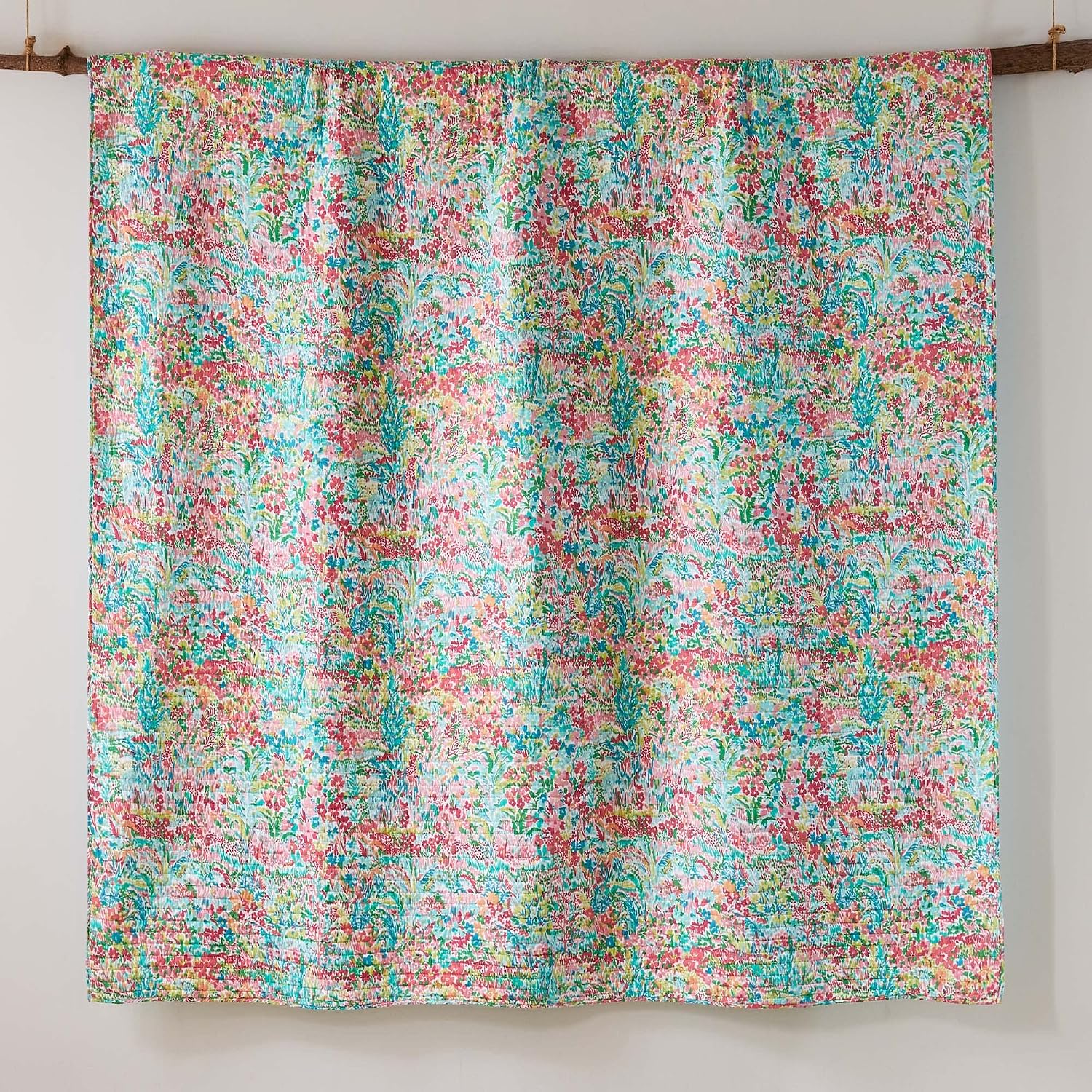 Levtex Home - Karolynna Quilt Set - King/Cal King Quilt + Two King Pillow Shams - Floral in Teal Salmon Green Wild Berry - Quilt Size (106x92in.) and Pillow Sham Size (36x20in.) - Reversible - Cotton