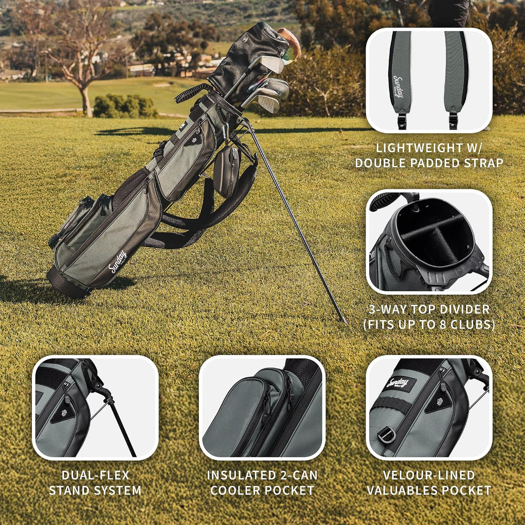 The Original Sunday Golf Loma XL Bag – Lightweight Golf Bag with Strap & Stand, Easy to Carry Pitch n Putt Stand Bag for Driving Range, Par 3 & Executive Courses, 3.4 lbs