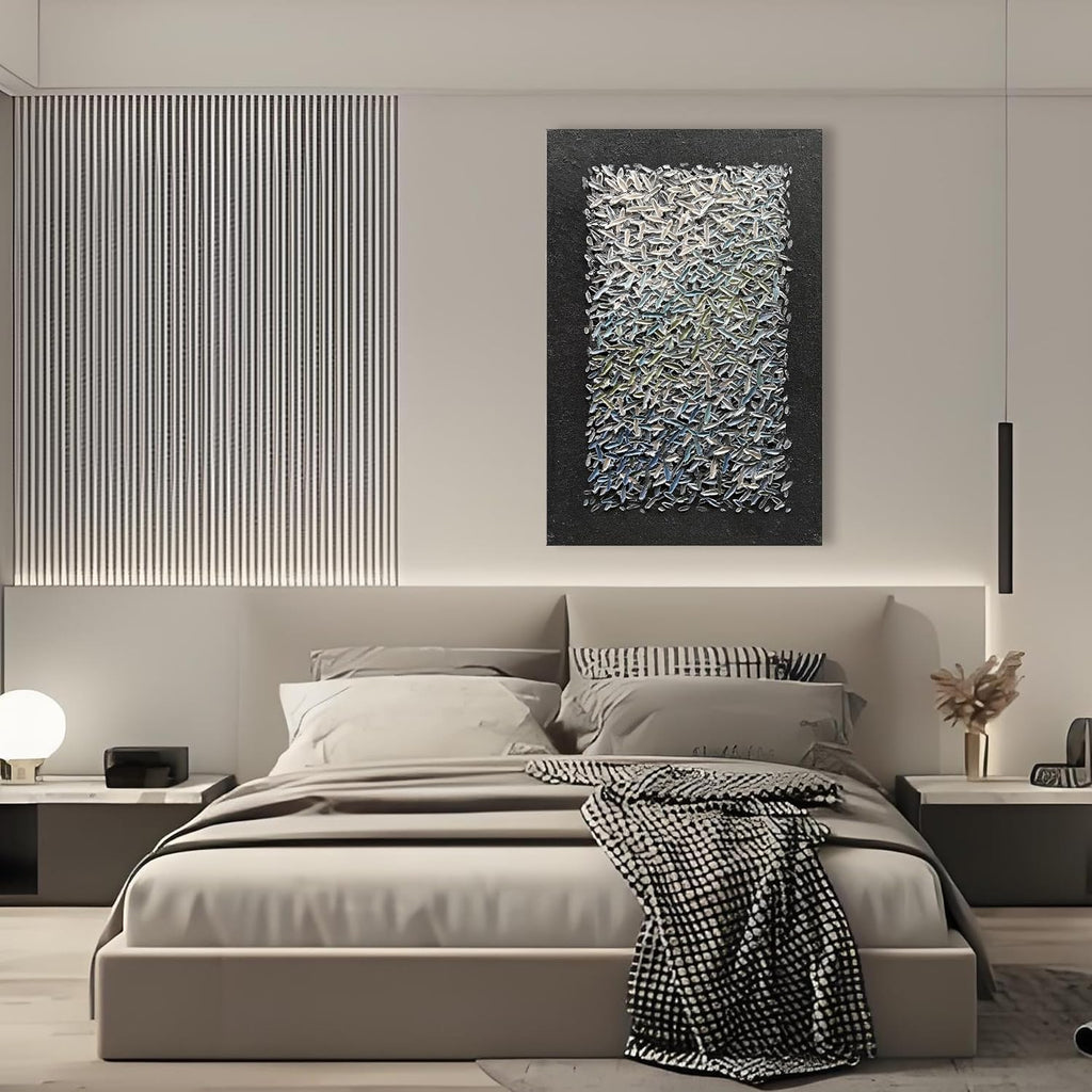 Art Hand Painted Black Minimalist Art Oil Painting Modern Abstract Art Oil Painting Home Office Corridor Wall Decoration 45x30 inches
