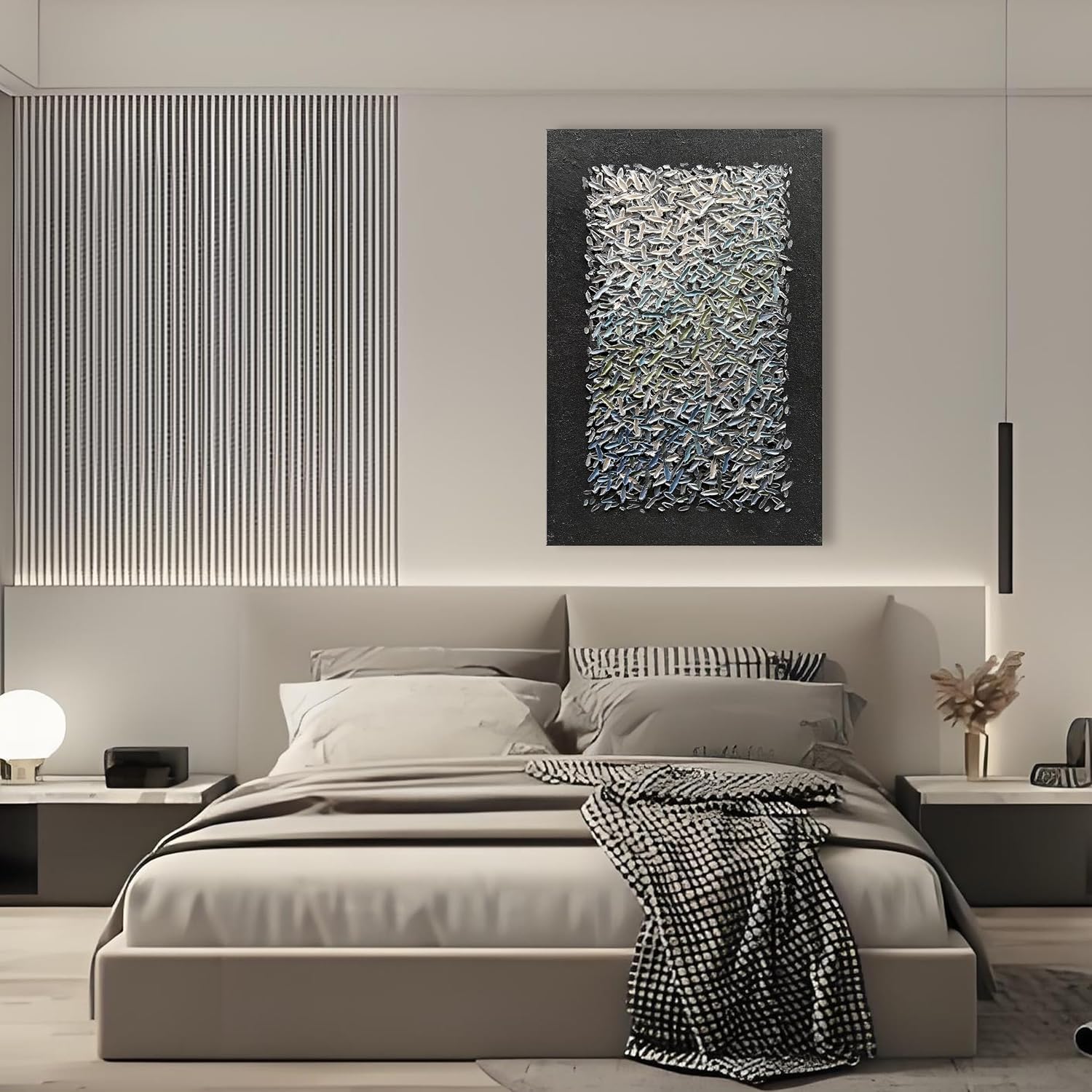 Art Hand Painted Black Minimalist Art Oil Painting Modern Abstract Art Oil Painting Home Office Corridor Wall Decoration 45x30 inches