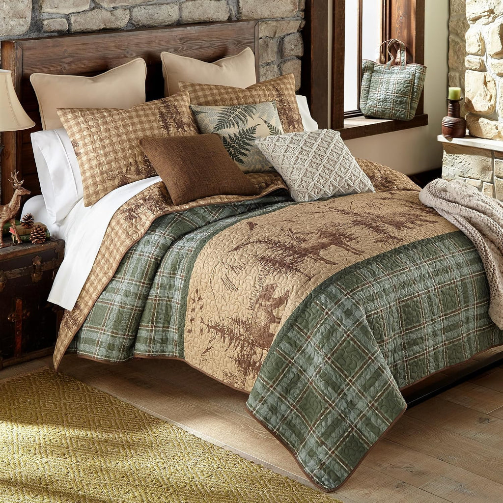 Donna Sharp Spruce Trail-Twin Quilt Set, Measures 68 x 90, Includes 1 Quilt and 1 Standard Sham, Machine Washable