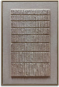 zoinart Beige Textured Wall Art with Dense Array Blocks, 24x36 inch Contemporary Minimalist Art Oil Painting Home Wall Decoration