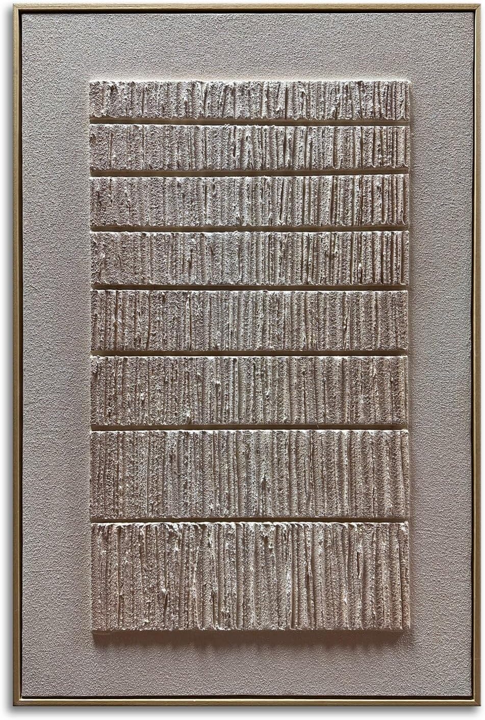 zoinart Beige Textured Wall Art with Dense Array Blocks, 24x36 inch Contemporary Minimalist Art Oil Painting Home Wall Decoration