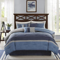 Madison Park Cozy Comforter Set Casual Modern Design - All Season Bedding, Matching Bed Skirt, Decorative Pillows, Collins, Suede Blue Grey King(104'x92') 7 Piece