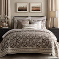 Levtex Home Adare Cocoa Reversible Full/Queen Quilt Set (88x92in) and 2 Pillow Shams (26x20in) - Floral Bedding - Brown Cream - Cotton Full/Queen Size Quilt Bedding Set - Lightweight, Soft, Pre-Washed