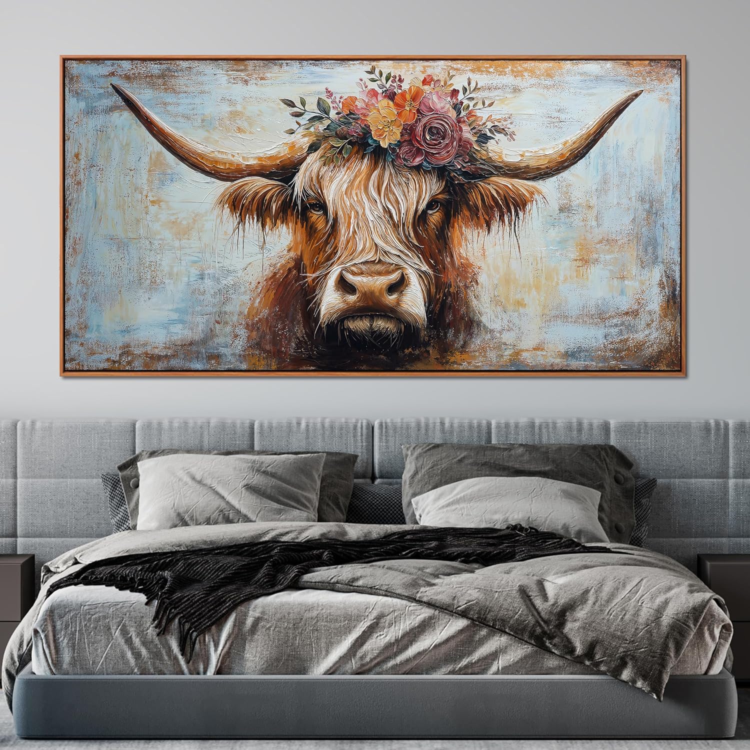 Canvas Wall Art Decor Canvas Art Wall Decor Highland Cow Wall Art Prints Wall Art Picutures for Living Room Large Vintage Wall Art Decor Framed Artwork for Walls Home Bedroom Office Decorations 29' X 59'