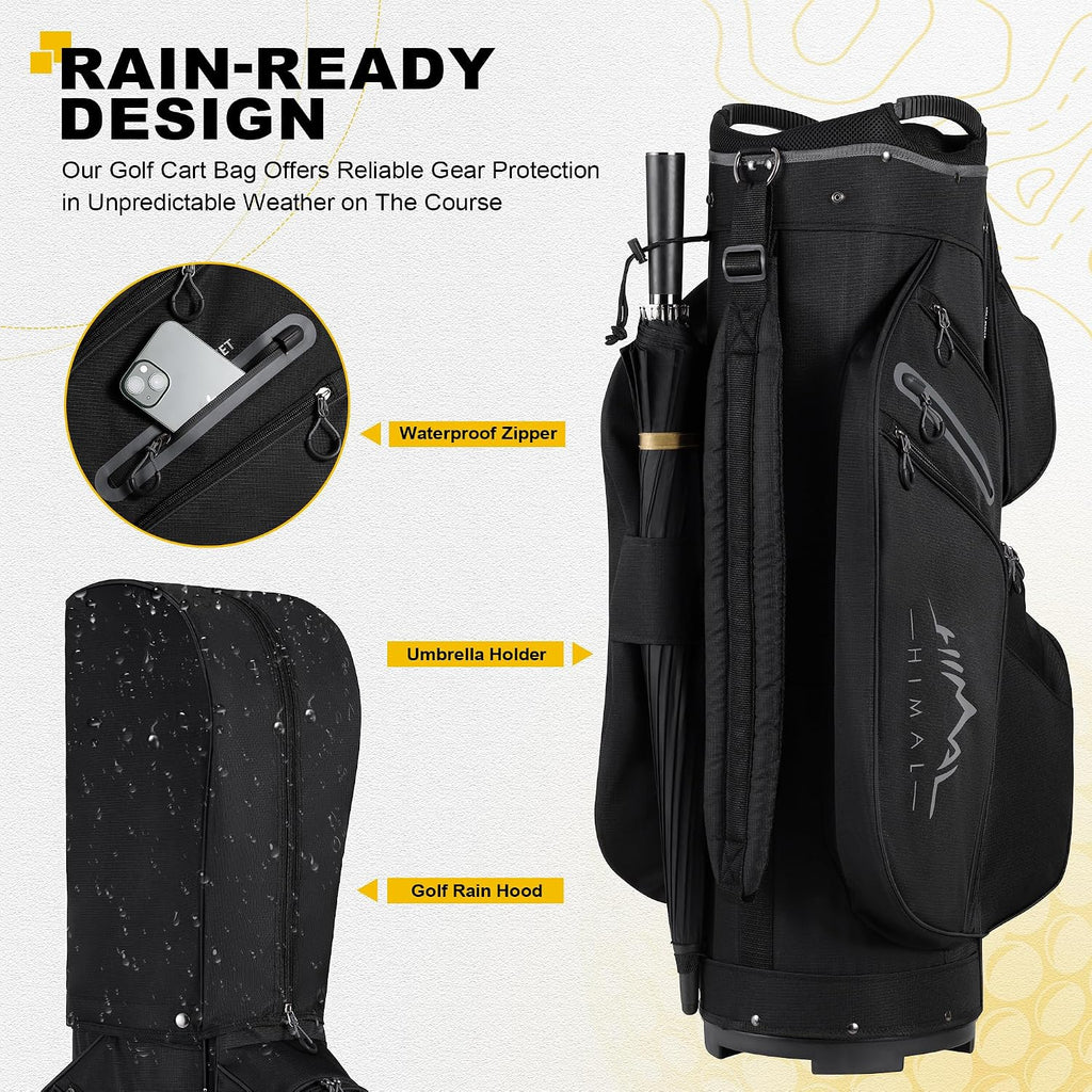 uniHimal Golf Cart Bag, 15 Way Organizer Divider Top with Handles and Rain Cover