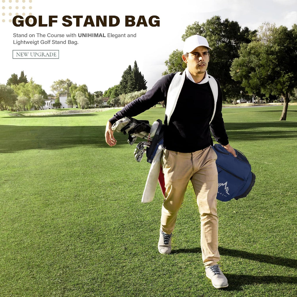 uniHimal Golf Stand Bag with 7 Way Top Dividers, Lightweight Golf Bags for Men Women with Multiple Pockets, Dual Straps