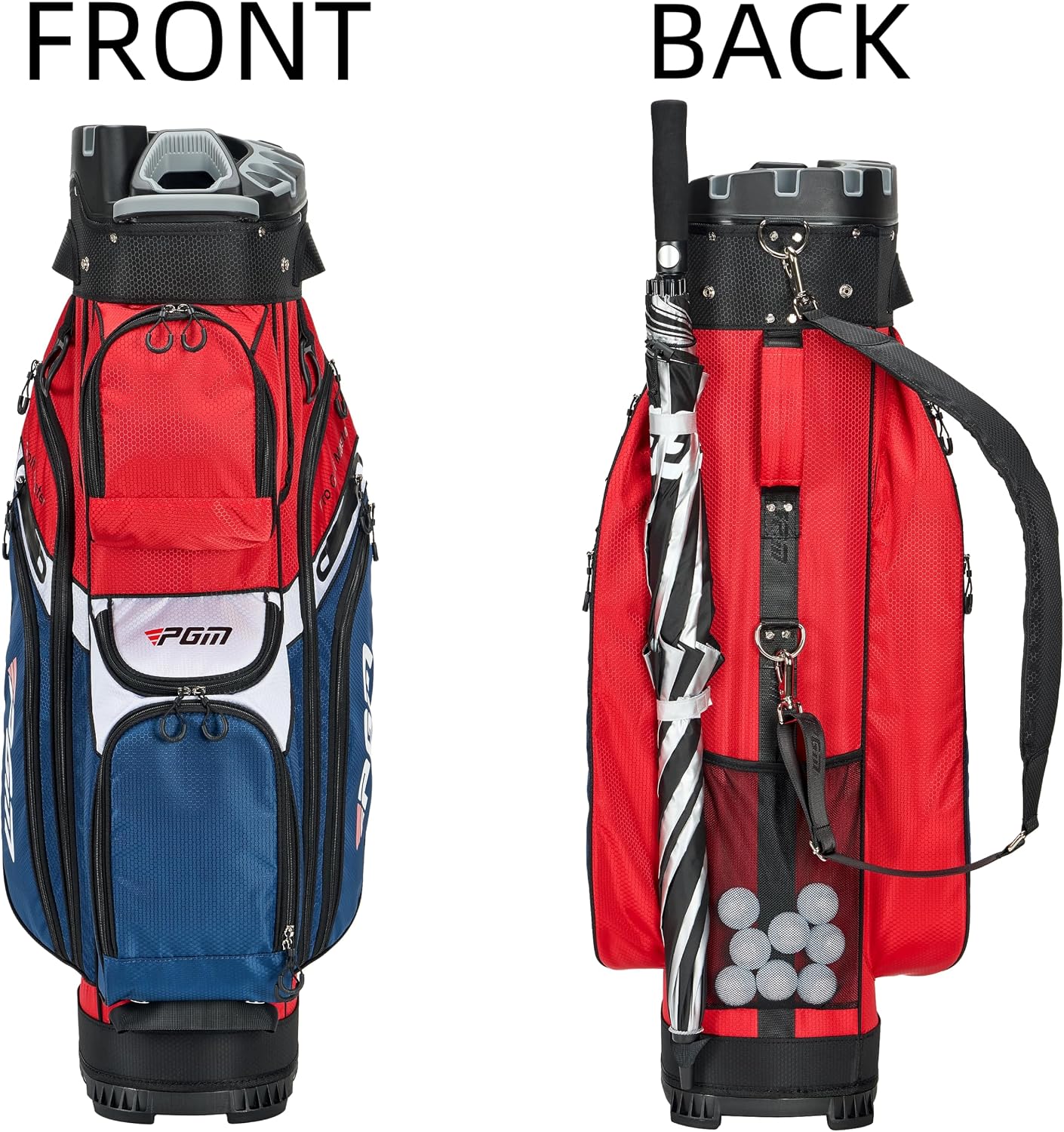 PGM Golf Cart Bag with 14 Way Organizer Divider Top, Premium Cart Bag with Handles and Rain Cover for Men