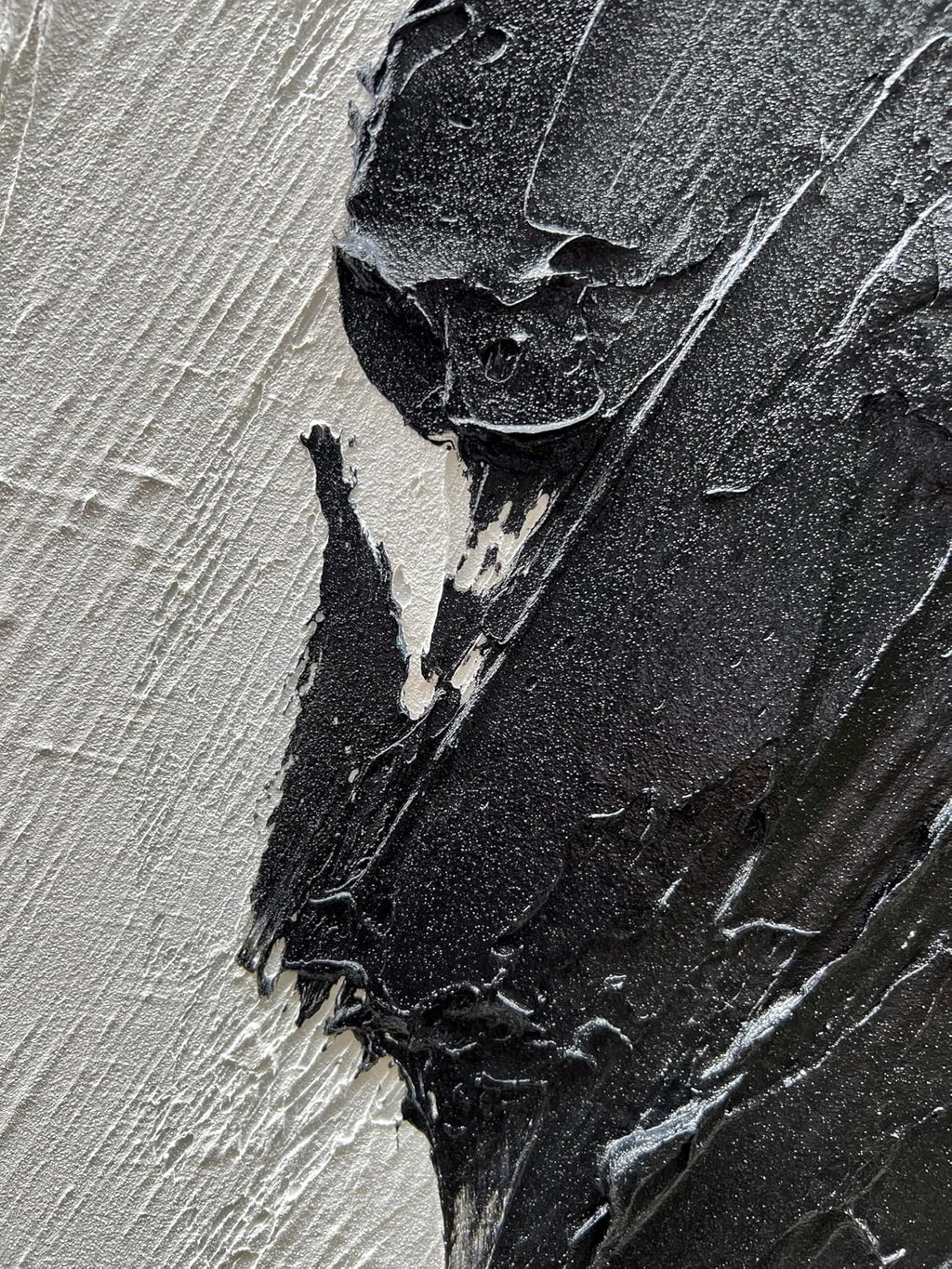 Art Hand-Painted Black and White Texture Abstract Art Oil Painting Modern Minimalist Art Painter Living Office Corridor Wall Deco Art 40x28 inches