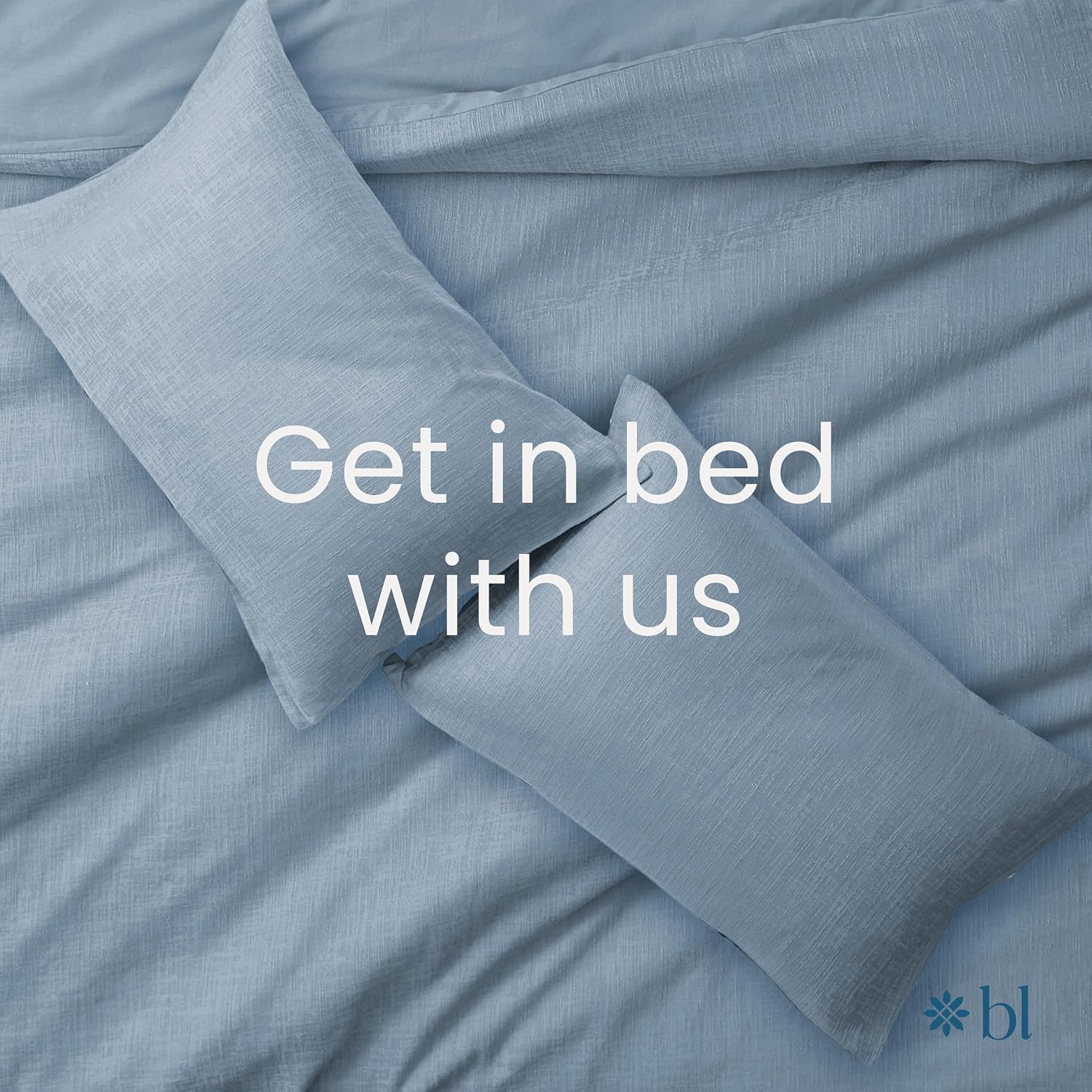 Blue Loom Duvet 100% Cotton Set, 3 Piece, Stone Washed Duvet Set Full/Queen Size 92' x 90' with 2 Matching Pillow Shams, Comforter Not Included, Vivie - Denim Blue