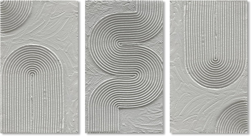 NANKAI Art Hand Painted White Textured Abstract Art Oil Painting Contemporary Minimalist Art Home Wall Fecoration Painting 28x16 inches x 3