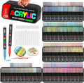 288 Colors Soft Brush Tip Acrylic Markers Set, Paint Pens for Rock, Wood, Fabric, Canvas, Glass, DIY Crafts, Waterproof Paint Markers, Vibrant Acrylic Pens for Artists and Art Projects（BAG)