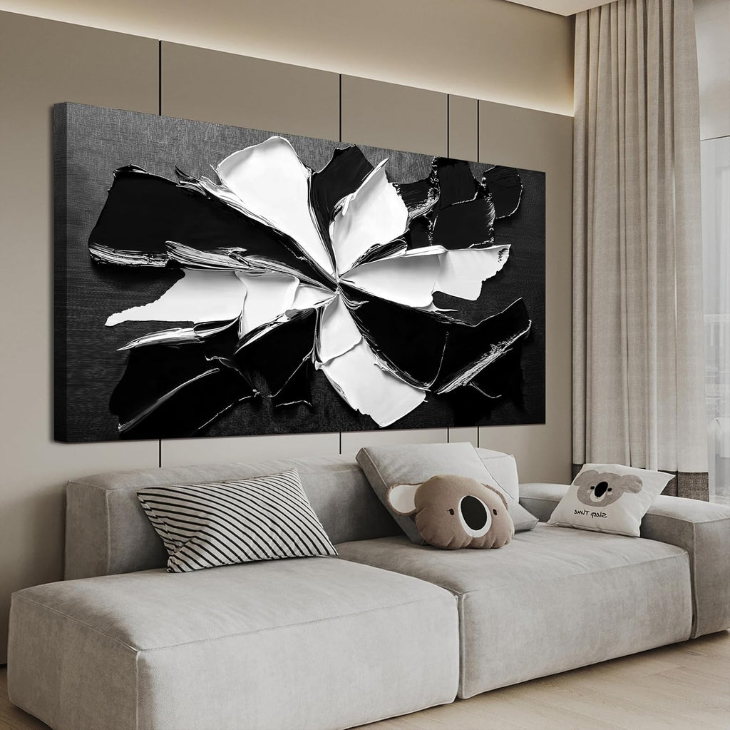 Abstract Wall Art Decorations Modern Large Wall Art for Living Room Abstract Canvas Art Wall Decor Oversized Black and White Wall Art Prints Flowers Artwork for Walls Office Home Decor 29' X 58'