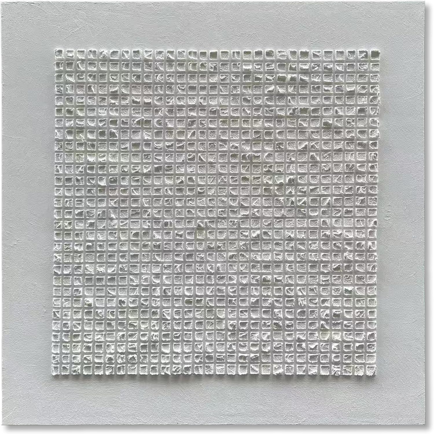 NANKAI Art 44x44 inches White Textured Abstract Painting, Contemporary Minimalist Style, Art Home Decor for Office Wall Decoration