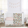 Sweet Jojo Designs 5-Piece Baby Crib Bedding Set (Boho Vintage Floral) for Girls, Infants/Nursery incl. Blanket, Fitted Sheet and Crib Skirt (Bohemian, Shabby Chic, Rose Flower, Farmhouse, Pink/Green)