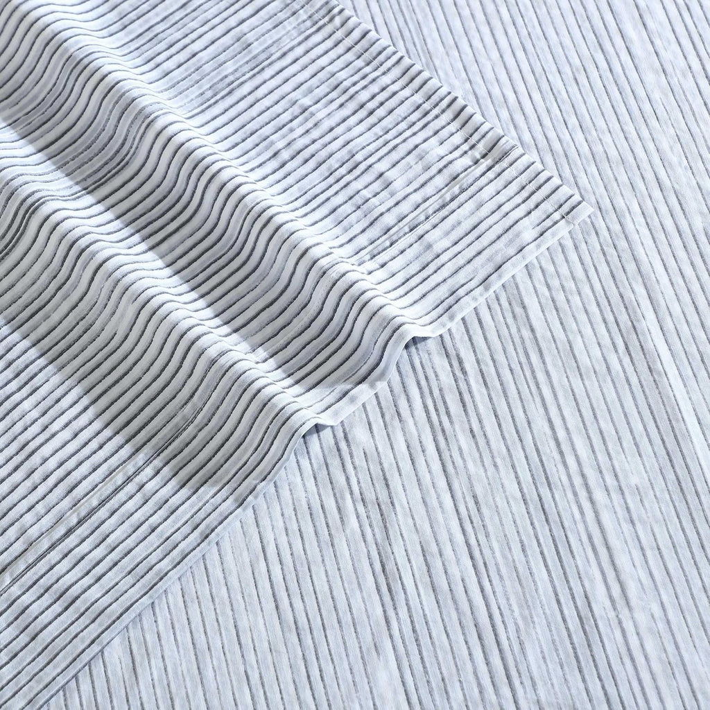 Calvin Klein - King Size Sheets Set, Crisp & Tailored Cooling Sheets w/a Naturally Smooth Cotton Percale Lightweight Feel - Bed Sheets with Matching Pillowcases & Fitted Sheet (Wavy Stripe Blue)