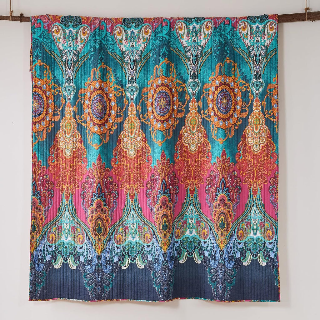 Levtex Home - Mackenzie Bedspread Set - King Bedspread and One King Sham - Bohemian - Teal, Orange, Yellow, Green, Blue - Bedspread (120x106in.) and Sham (20x36in.) - Cotton