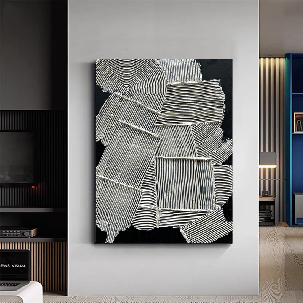 NANKAI Art White Texture Abstract Art Oil Painting Office Corridor Living Room Wall Decorative Art 40x28 Inches