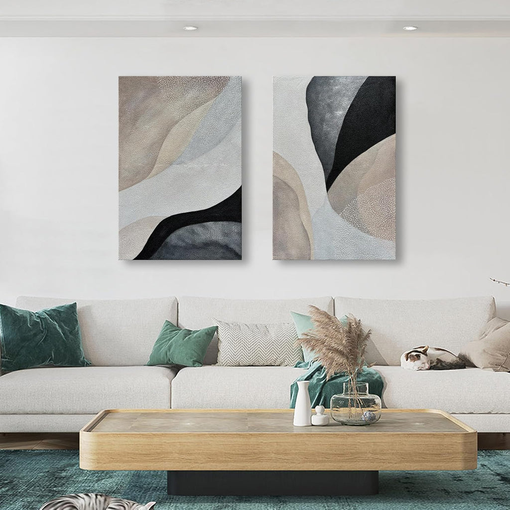 Art Hand-Painted Modern Abstract Oil Painting Textured Canvas Mural Home Wall Art Deco 36x24 inches x2