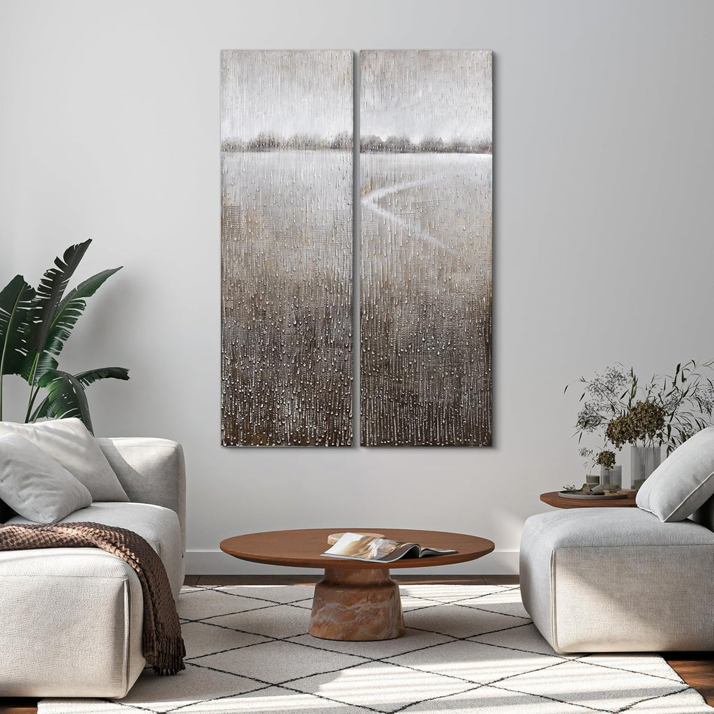 Empire Art Direct Abstract Wall Art Textured Hand Painted Canvas by Martin Edwards, Diptych, 60' x 20' each, Listlessness