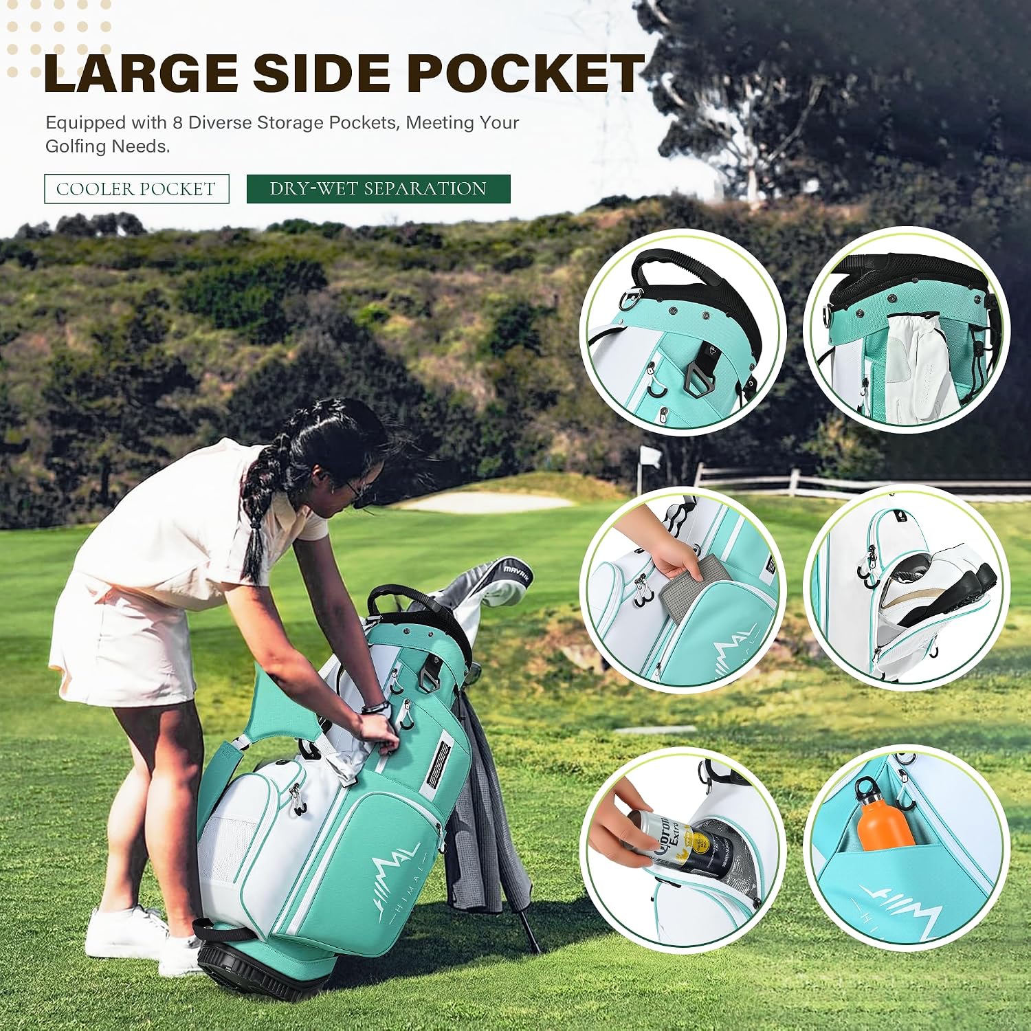 uniHimal Golf Stand Bag with 7 Way Top Dividers, Lightweight Golf Bags for Men Women with Multiple Pockets, Dual Straps