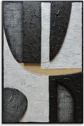 zoinart Black Framed Wabi-sabi Artwork Wall, Black and White Textured Wall Art, Modern Abstract Painting Minimalist Contemporary 24x36 Inch Wall Art