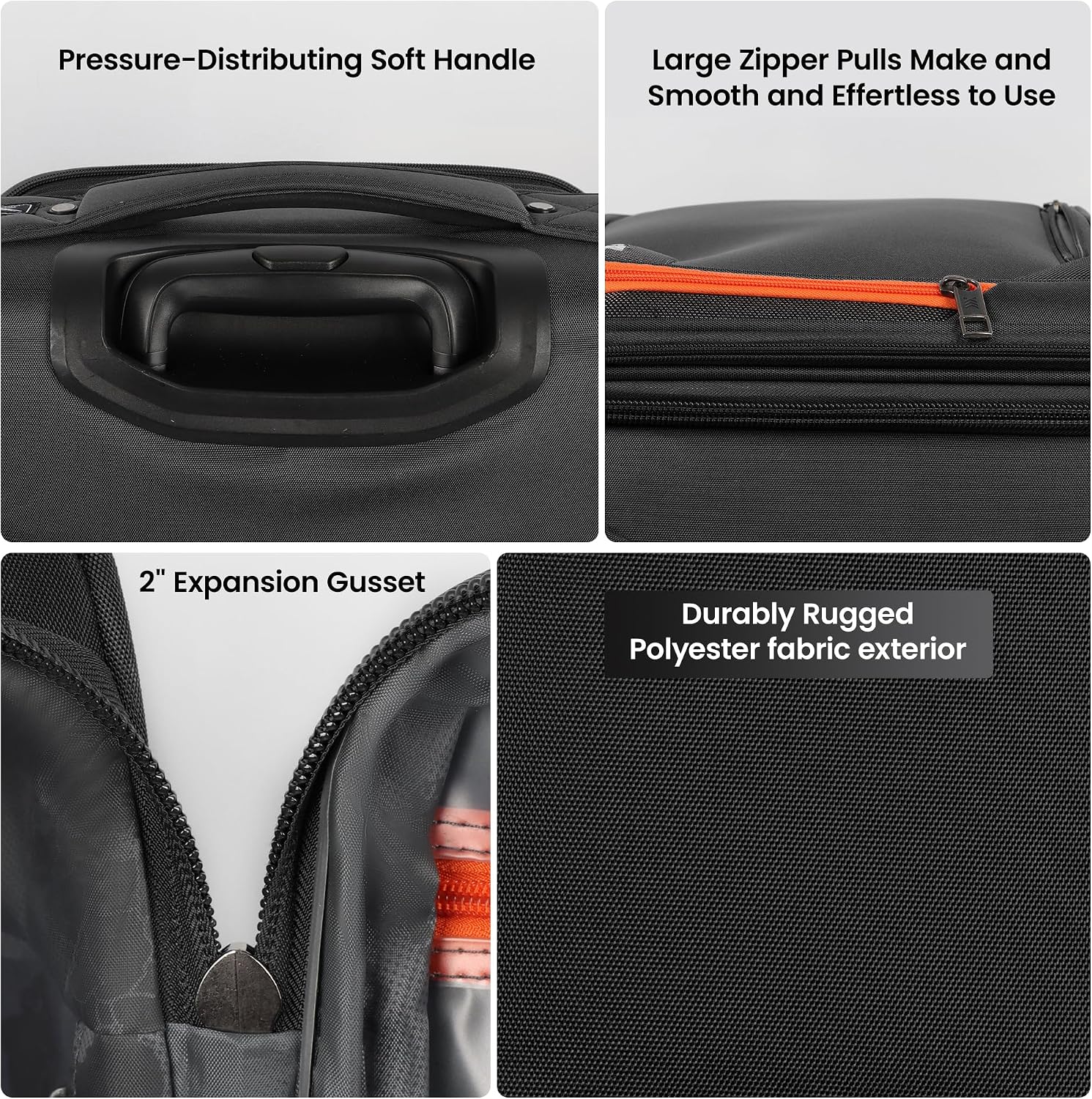 2-Piece Set (22in/32)Softside Expandable 20% Luggage w/TSA LOCK,Front Opening Softside Luggage Sets w/Spinner Wheels,Lightweight Travel Luggage Rolling Suitcase for Men/Women（Black,22in/32in）