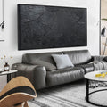 HUBOSKN Black Abstract Hand Painted Wall Art for Living Room - Minimalist Large Canvas Wall Art for Office - Frames Wall Decor Bedroom Size 29' x 59'