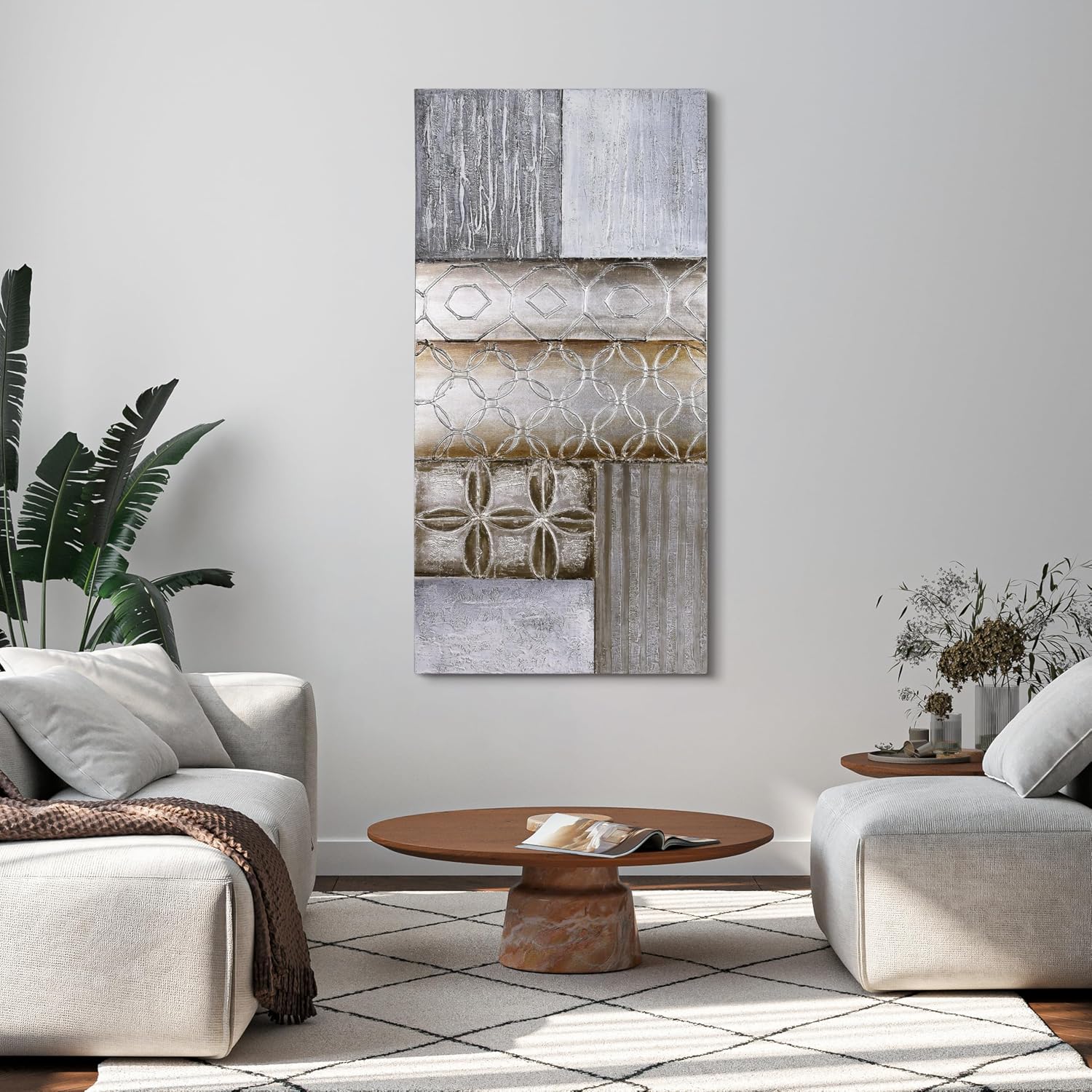 Empire Art Direct 'Stacked 1' Original Textured Metallic Oil Painting by Martin Edwards, 60' x 30'