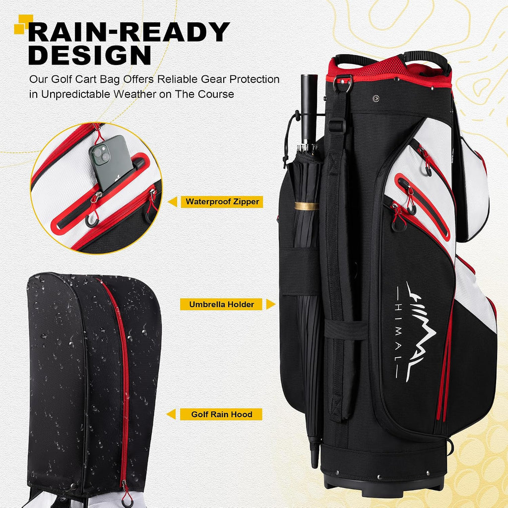 uniHimal Golf Cart Bag, 15 Way Organizer Divider Top with Handles and Rain Cover