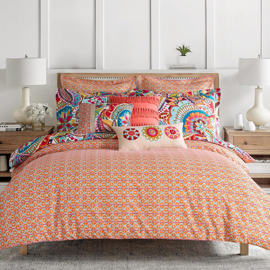 Levtex Home - Rhapsody Duvet Set - King/Cal King Duvet Cover (106x94in.) and 2 King Shams (20x36in.) - Paisley Floral - Reversible - Cotton