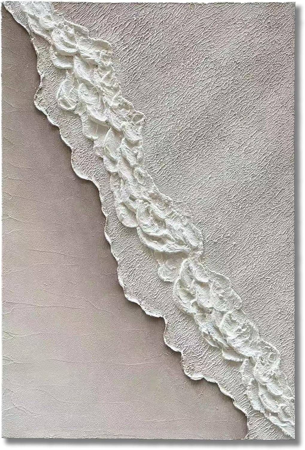 Art Hand-Painted Beach Wave Landscape Art Oil Painting with White Texture Abstract Style for Home Wall Decoration. 40x28 inches