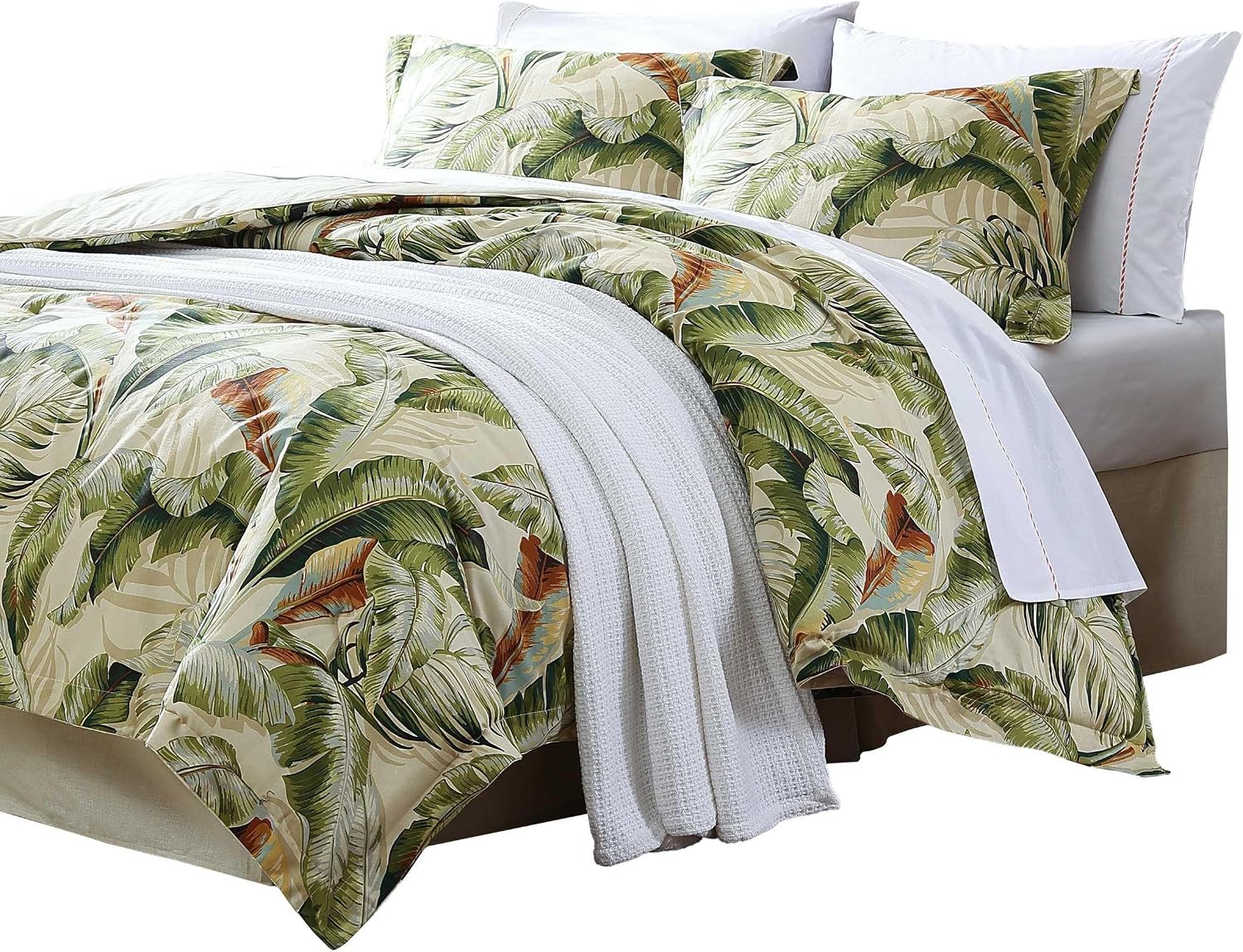 Tommy Bahama - King Duvet Cover Set, Super Soft Cotton Sateen Bedding with a Crisp & Lightweight Feel, 3 Piece Bed Set with Matching Pillowcases (Palmiers Green)