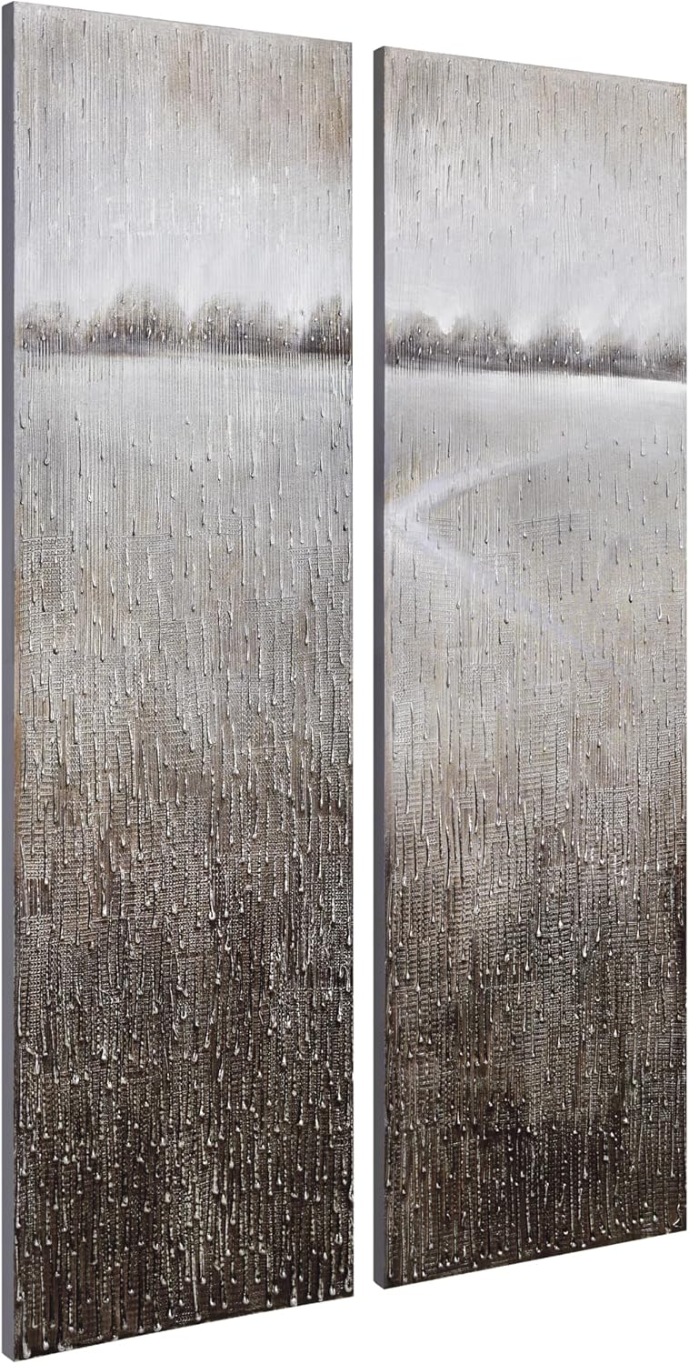 Empire Art Direct Abstract Wall Art Textured Hand Painted Canvas by Martin Edwards, Diptych, 60' x 20' each, Listlessness
