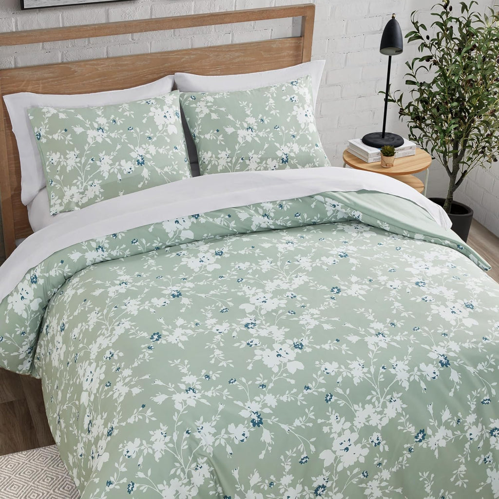 Lucky Brand Fianna Sage Green Floral Luxury 2 Piece Comforter Bedding Set - Twin/Twin XL Size Comforter Set