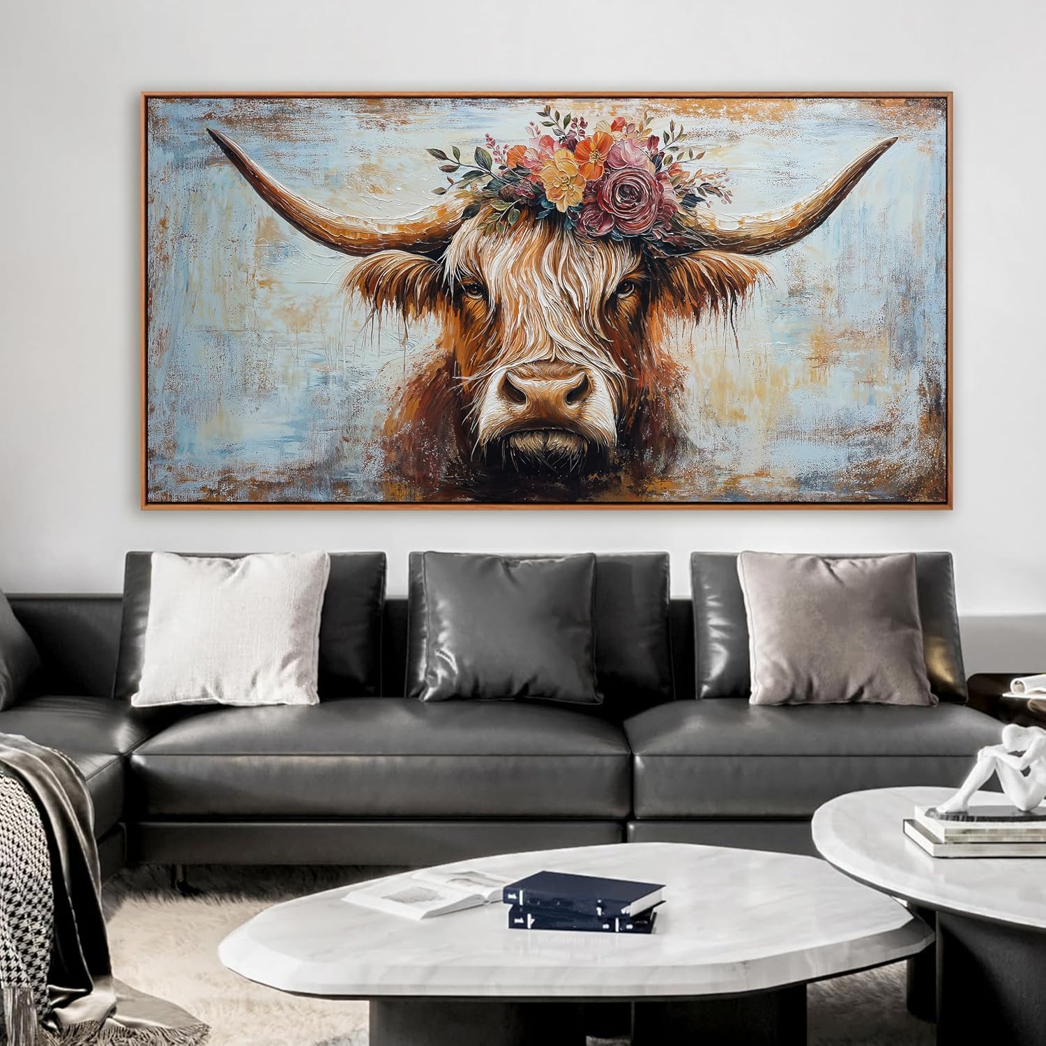 Canvas Wall Art Decor Canvas Art Wall Decor Highland Cow Wall Art Prints Wall Art Picutures for Living Room Large Vintage Wall Art Decor Framed Artwork for Walls Home Bedroom Office Decorations 29' X 59'